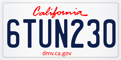 CA license plate 6TUN230