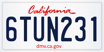 CA license plate 6TUN231