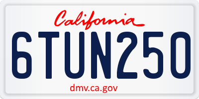 CA license plate 6TUN250
