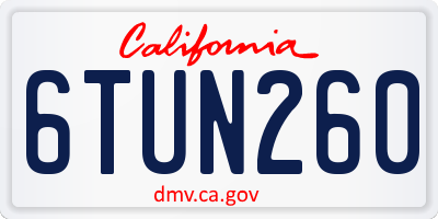 CA license plate 6TUN260