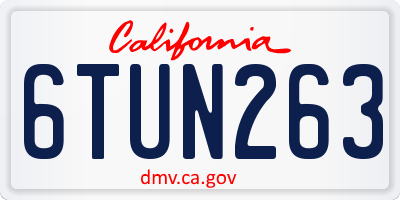 CA license plate 6TUN263