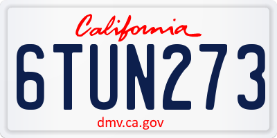 CA license plate 6TUN273