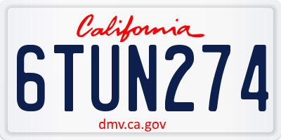 CA license plate 6TUN274