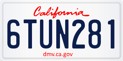 CA license plate 6TUN281