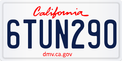 CA license plate 6TUN290
