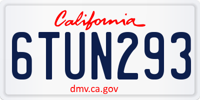CA license plate 6TUN293