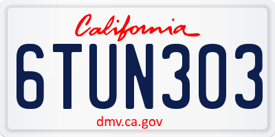 CA license plate 6TUN303
