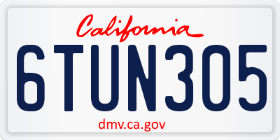 CA license plate 6TUN305