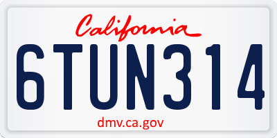 CA license plate 6TUN314