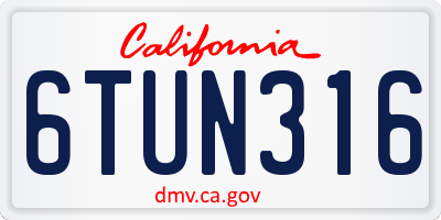 CA license plate 6TUN316