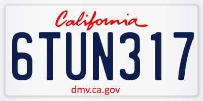 CA license plate 6TUN317