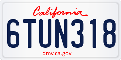 CA license plate 6TUN318