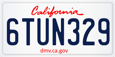 CA license plate 6TUN329