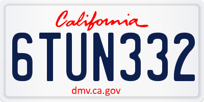 CA license plate 6TUN332