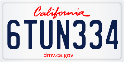 CA license plate 6TUN334