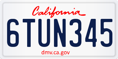CA license plate 6TUN345