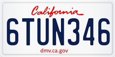 CA license plate 6TUN346