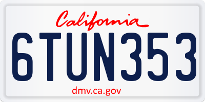 CA license plate 6TUN353