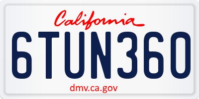 CA license plate 6TUN360