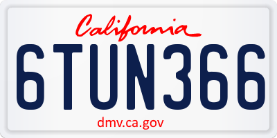 CA license plate 6TUN366