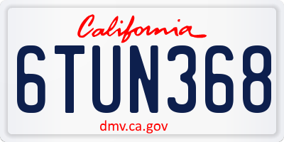 CA license plate 6TUN368