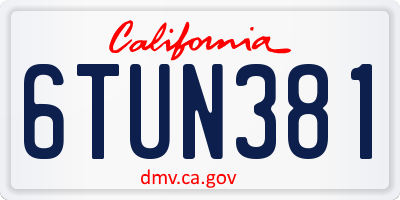 CA license plate 6TUN381