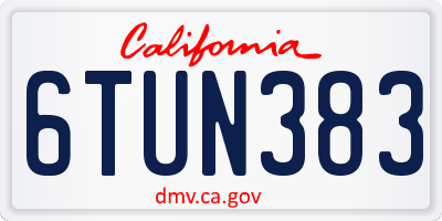 CA license plate 6TUN383