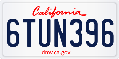 CA license plate 6TUN396