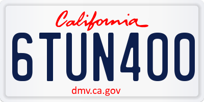 CA license plate 6TUN400
