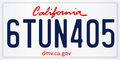 CA license plate 6TUN405