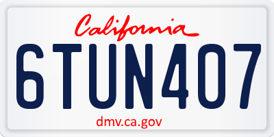 CA license plate 6TUN407