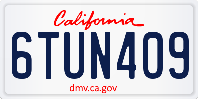 CA license plate 6TUN409