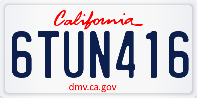 CA license plate 6TUN416