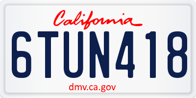 CA license plate 6TUN418