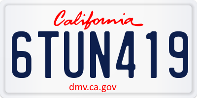 CA license plate 6TUN419
