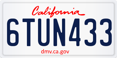 CA license plate 6TUN433