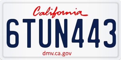 CA license plate 6TUN443