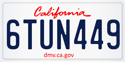 CA license plate 6TUN449