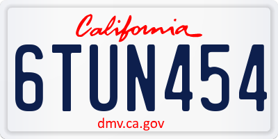 CA license plate 6TUN454