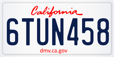 CA license plate 6TUN458