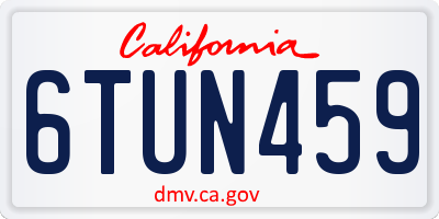 CA license plate 6TUN459