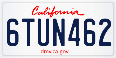 CA license plate 6TUN462