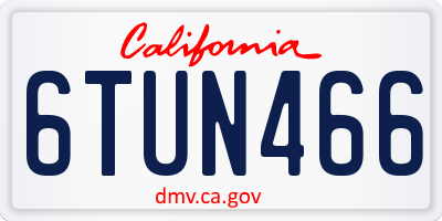 CA license plate 6TUN466