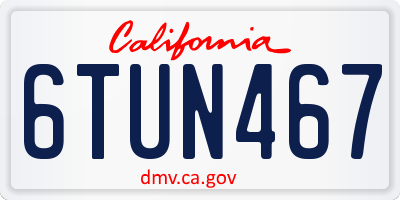 CA license plate 6TUN467