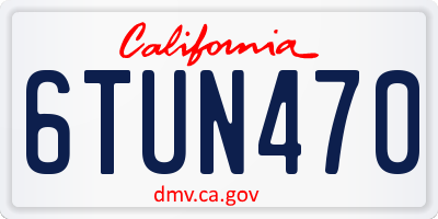 CA license plate 6TUN470