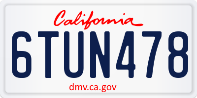 CA license plate 6TUN478