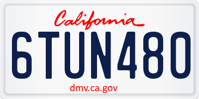CA license plate 6TUN480
