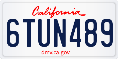 CA license plate 6TUN489