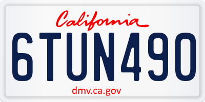 CA license plate 6TUN490