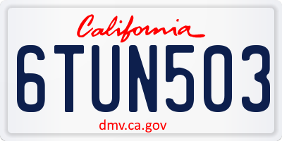 CA license plate 6TUN503